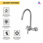 Asiatique S/L Sink Mixer Wall Mounted (D-031), Delta Series Premium Brass Bathroom & Kitchen Faucets