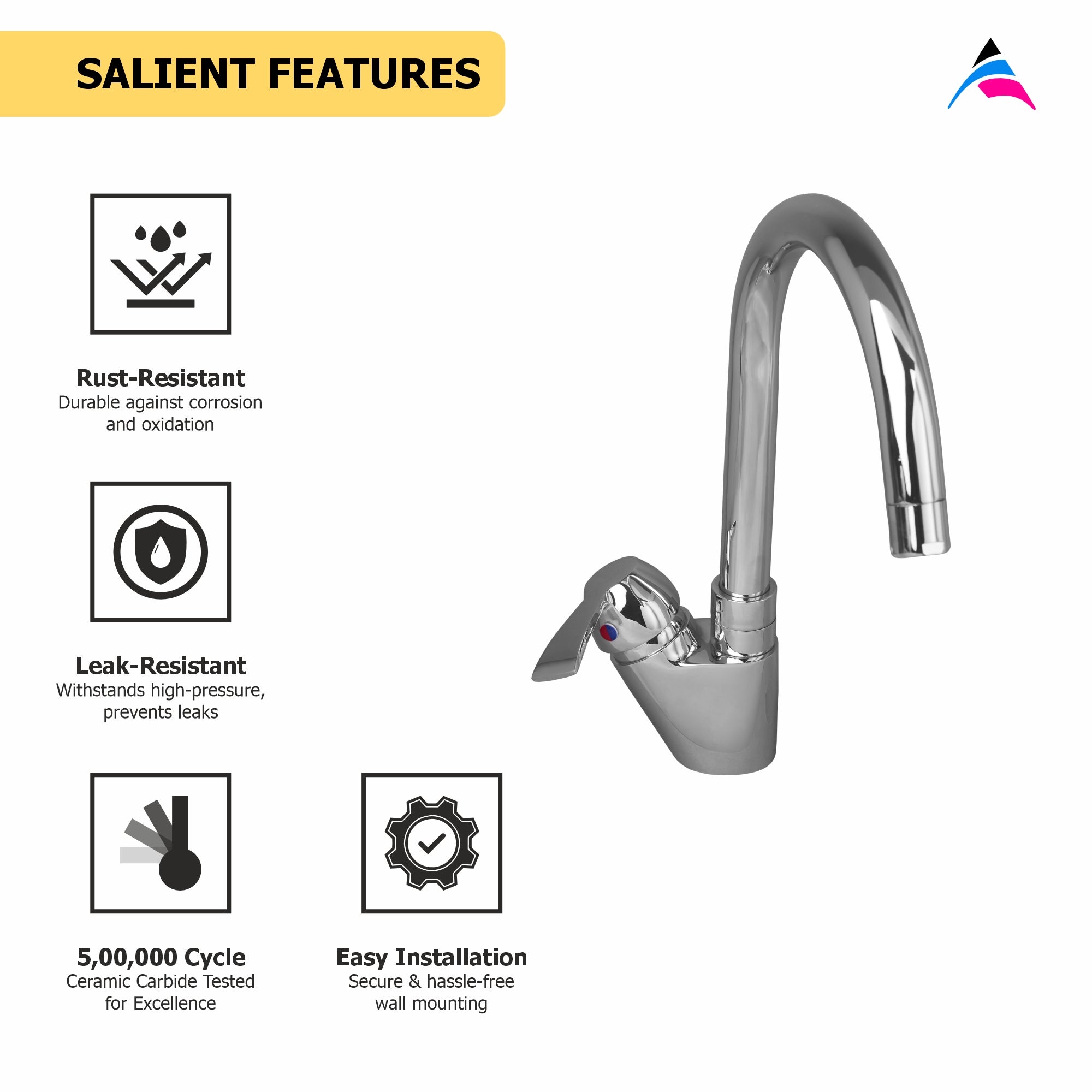 Asiatique S/L Basin Mixer Table Mounted (D-032), Delta Series Premium Brass Bathroom & Kitchen Faucets