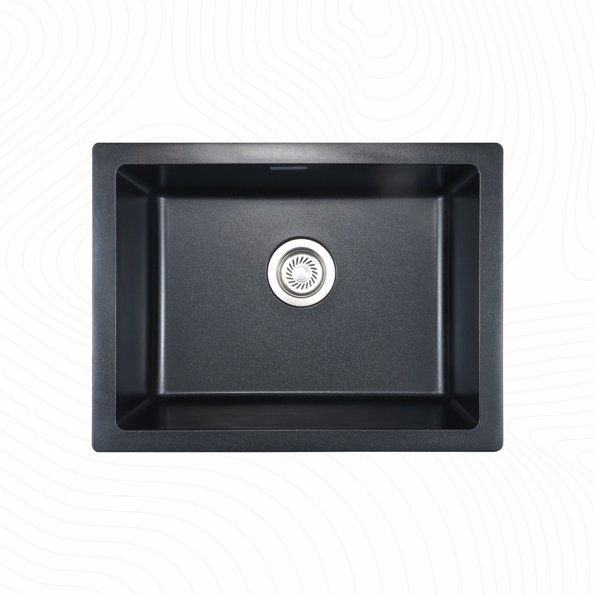 Asiatique Single Bowl Quartz Kitchen Sink (D101- IKON), Granite Finish, 304 Grade SS coupling, Slop Drain, Noise Reduction Design | 24 x 18 x 8 inches