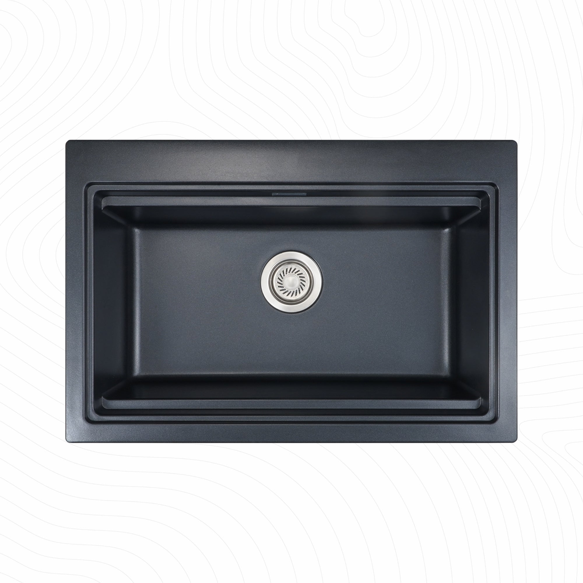 Asiatique Single Bowl Quartz Kitchen Sink (D102- PRECIS), Granite Finish, 304 Grade SS coupling, Slop Drain, Noise Reduction Design | 28.5 x 19 x 9 inches