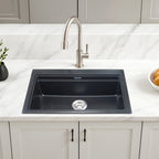 Asiatique Granite Kitchen Sink D-102 (PRECIS) | 28.5" x 19" | German Quartz Single Bowl | Top, Flush & Under Mount