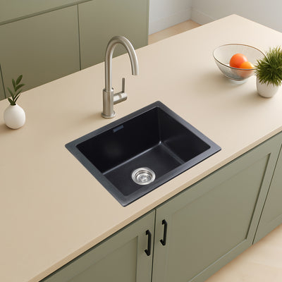 Asiatique Granite Kitchen Sink D-103 (ARENA) | 21" x 18" | German Quartz Single Bowl | Top, Flush & Under Mount