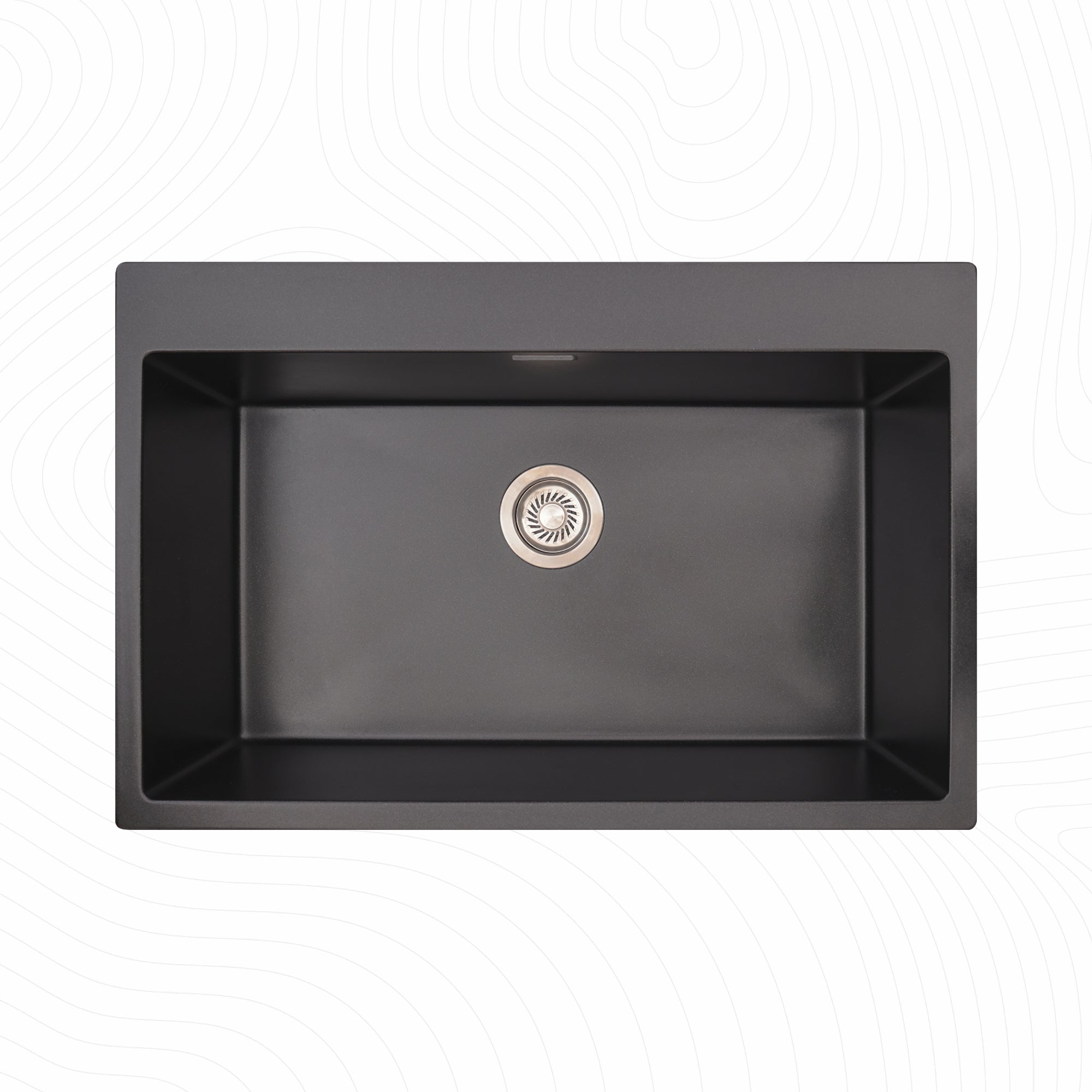 Asiatique Single Bowl Quartz Kitchen Sink (D105- LUXUR), Granite Finish, 304 Grade SS coupling, Slop Drain, Noise Reduction Design | 30 x 20 x 8.5 inches