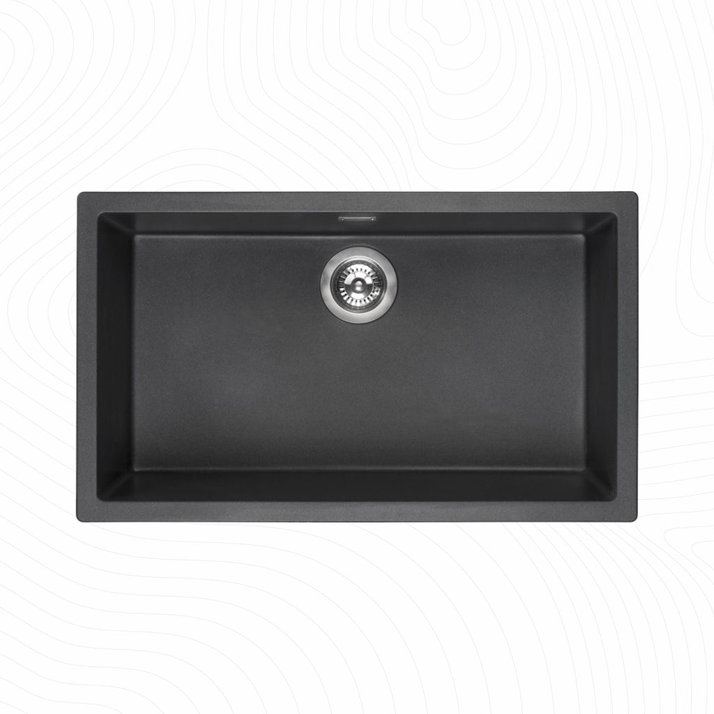 Asiatique Single Bowl Quartz Kitchen Sink (D106- GOLD), Granite Finish, 304 Grade SS coupling, Slop Drain, Noise Reduction Design | 30.5 x 18 x 8 inches