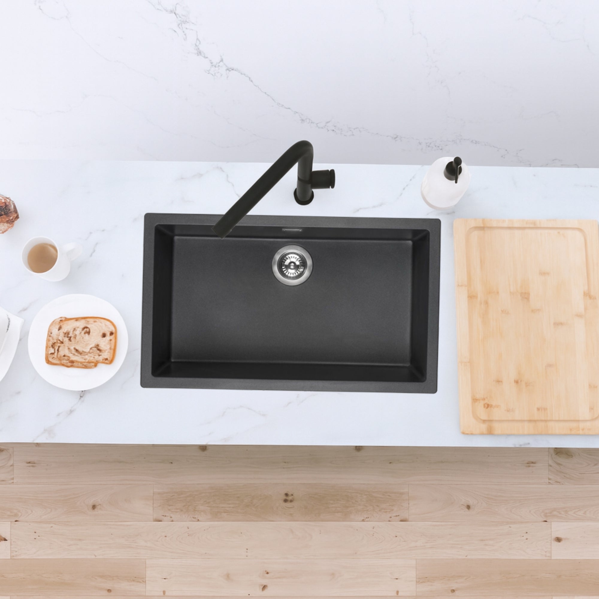 Asiatique Quartz Kitchen Sink D–106 (GOLD) | 30.5" x 18" | German Quartz Single Bowl | Top, Flush & Under Mount