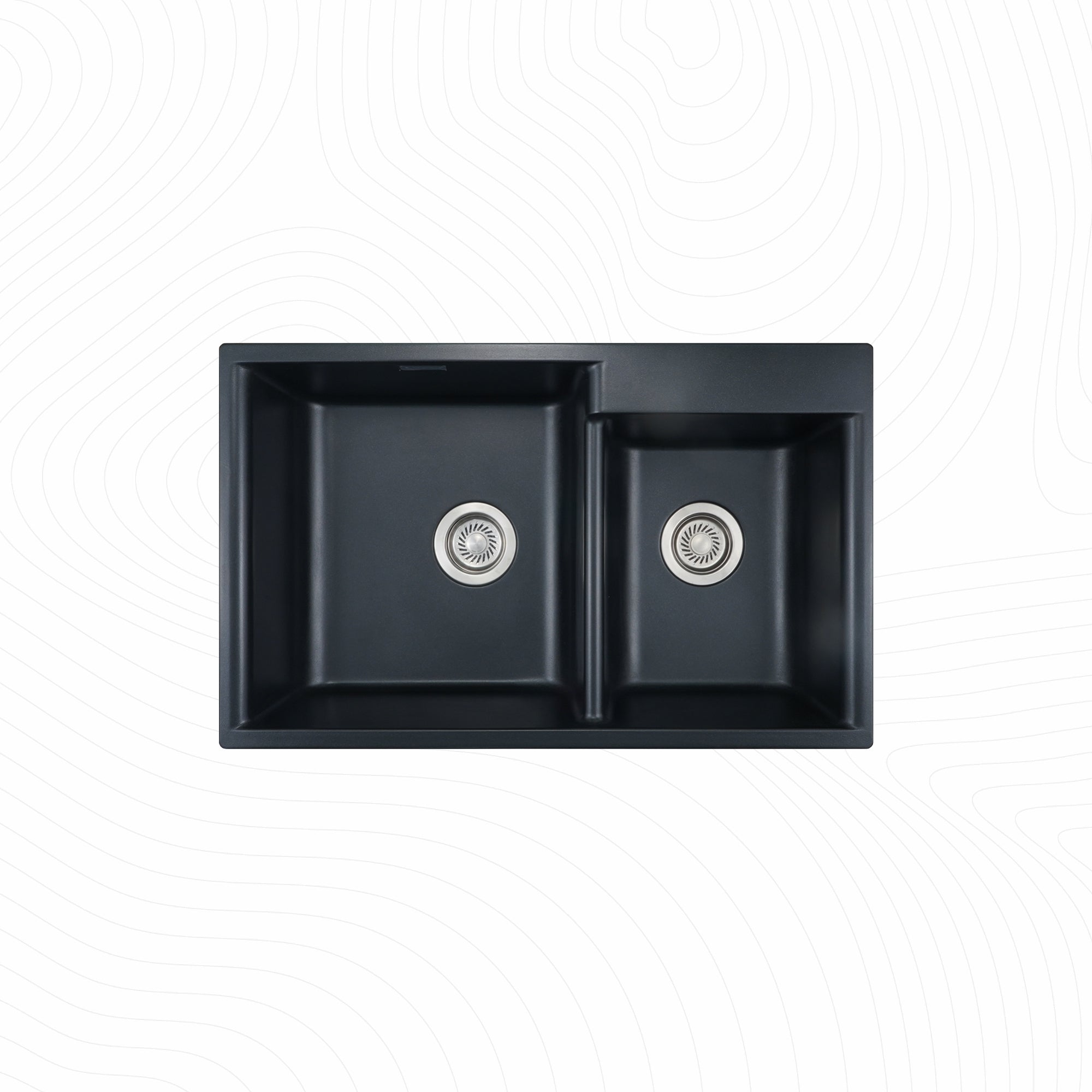 Asiatique Double Bowl Quartz Kitchen Sink (D203- VISION), Granite Finish, 304 Grade SS coupling, Slop Drain, Noise Reduction Design | 31 x 19 x 8 inches