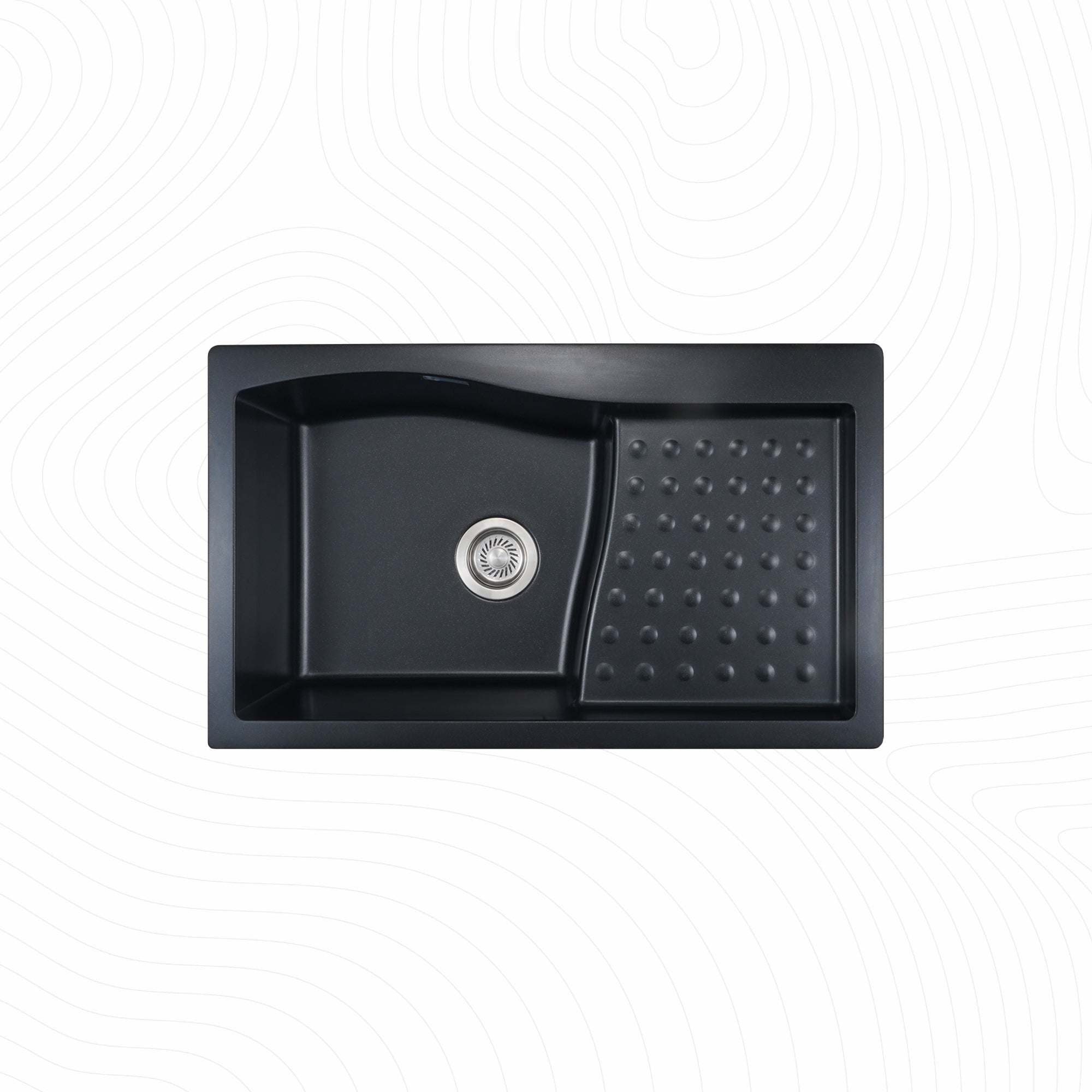 Asiatique Single Bowl with Drain Board Quartz Kitchen Sink (D301 - METRA), Granite Finish, 304 Grade SS coupling, Slop Drain, Noise Reduction Design | 32 x 19 x 8 inches