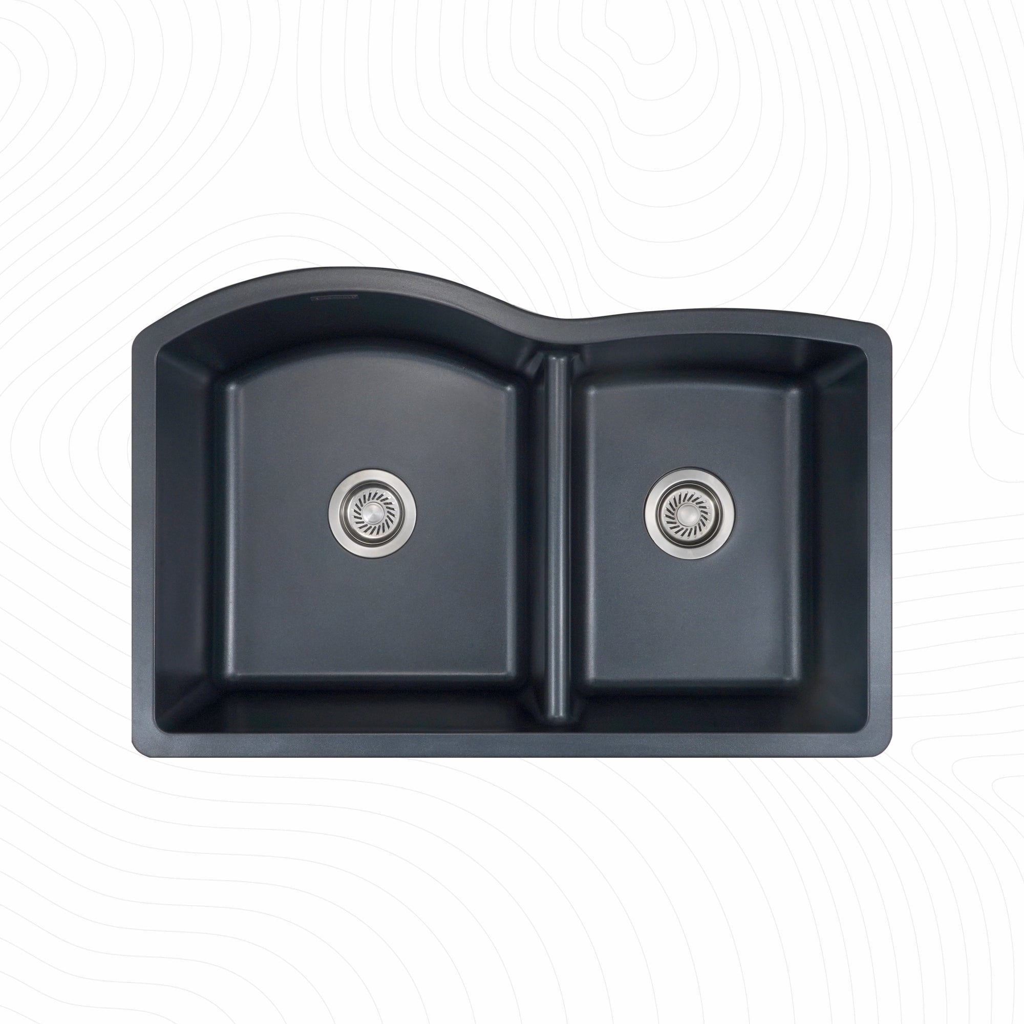 Asiatique Double Bowl Quartz Kitchen Sink (D401 - IMPERIAL), Granite Finish, 304 Grade SS coupling, Slop Drain, Noise Reduction Design | 33 x 21.5 x 9 inches