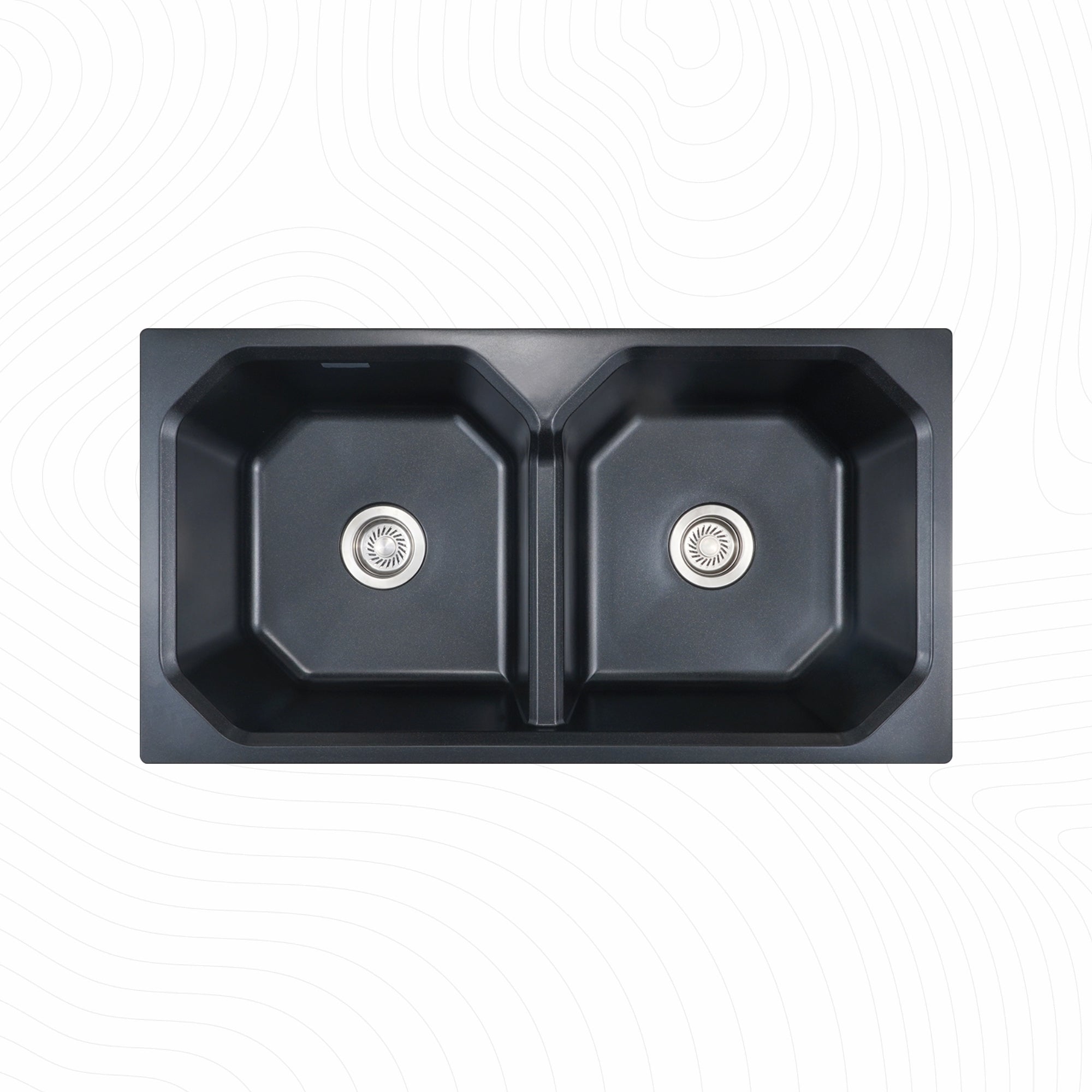 Asiatique Double Bowl Quartz Kitchen Sink (D402 - CARNIVAL), Granite Finish, 304 Grade SS coupling, Slop Drain, Noise Reduction Design | 37 x 20 x 8 inches