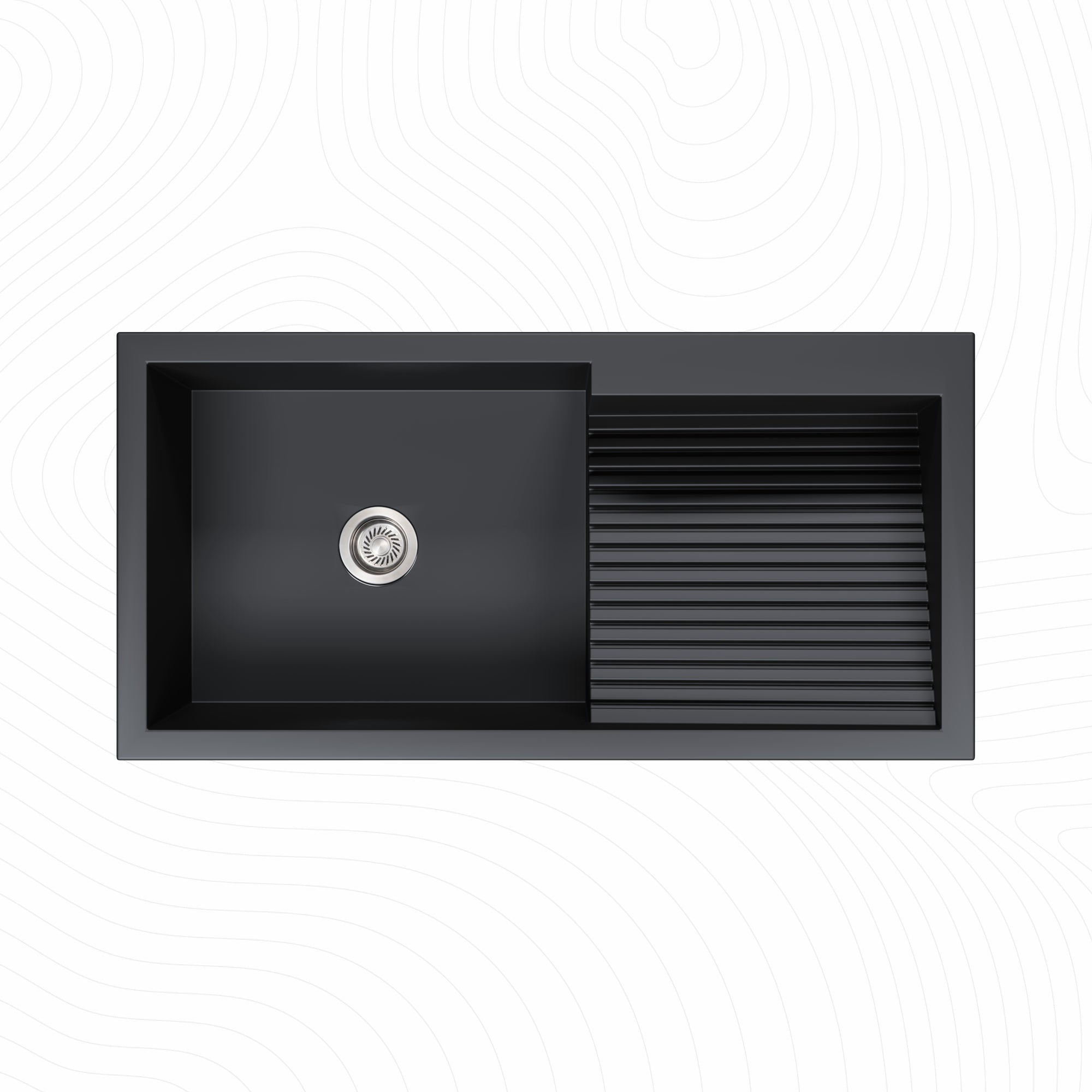 Asiatique Single Bowl Laundry Quartz Kitchen Sink (D403 - QUEEN), Granite Finish, 304 Grade SS coupling, Slop Drain, Noise Reduction Design | 40 x 20 x 10 inches