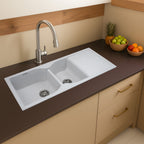 Asiatique Granite Kitchen Sink D-501 (LEXA) | 45" x 19.5" | German Quartz Double Bowl with Drain | Top, Flush & Under Mount