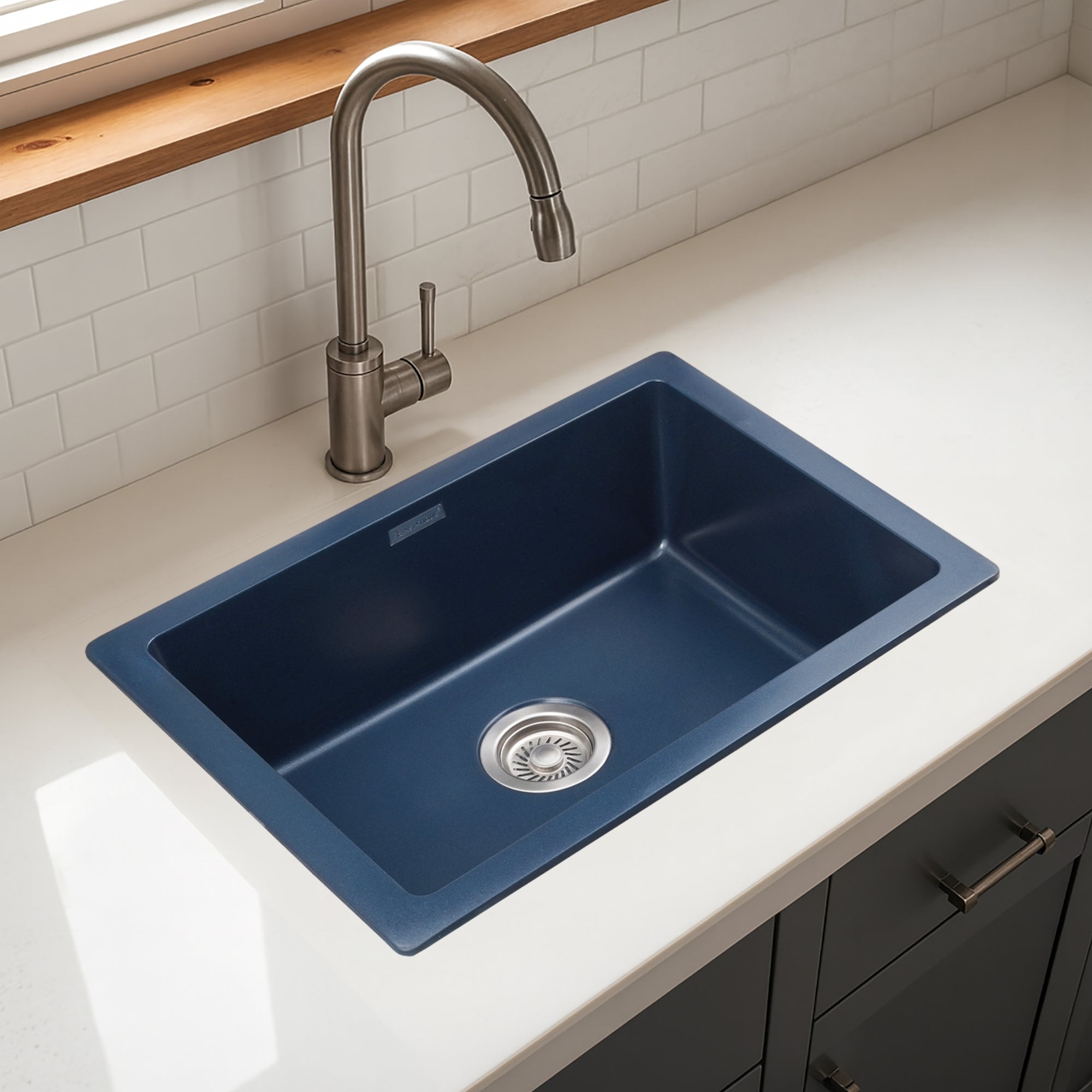 Asiatique Quartz Kitchen Sink D-101 (IKON) | 24" x 18" | German Quartz Single Bowl | Top, Flush & Under Mount
