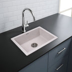 Asiatique Single Bowl Quartz Kitchen Sink (D101- IKON), Granite Finish, 304 Grade SS coupling, Slop Drain, Noise Reduction Design | 24 x 18 x 8 inches