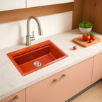Asiatique Single Bowl Quartz Kitchen Sink (D102- PRECIS), Granite Finish, 304 Grade SS coupling, Slop Drain, Noise Reduction Design | 28.5 x 19 x 9 inches