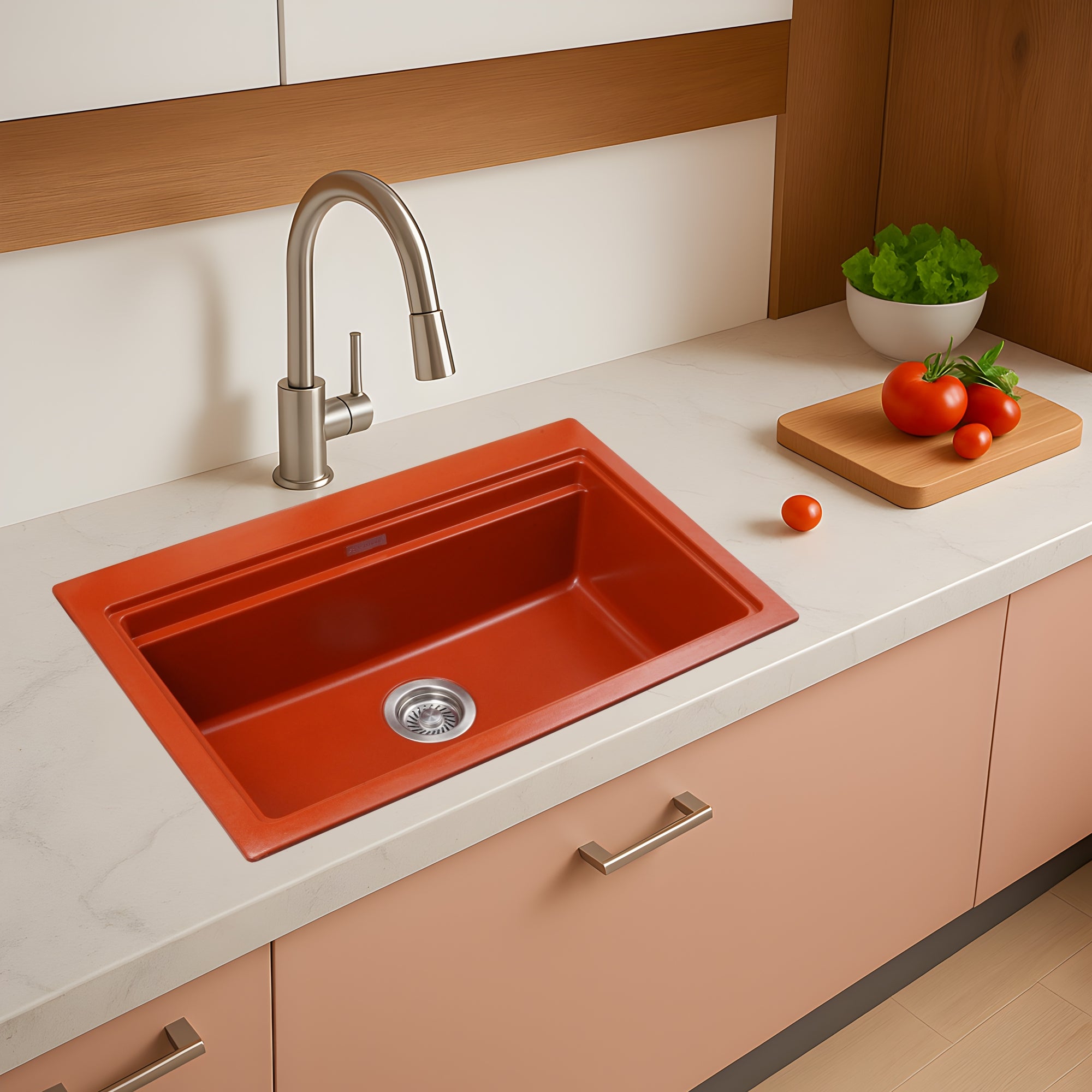 Asiatique Granite Kitchen Sink D-102 (PRECIS) | 28.5" x 19" | German Quartz Single Bowl | Top, Flush & Under Mount