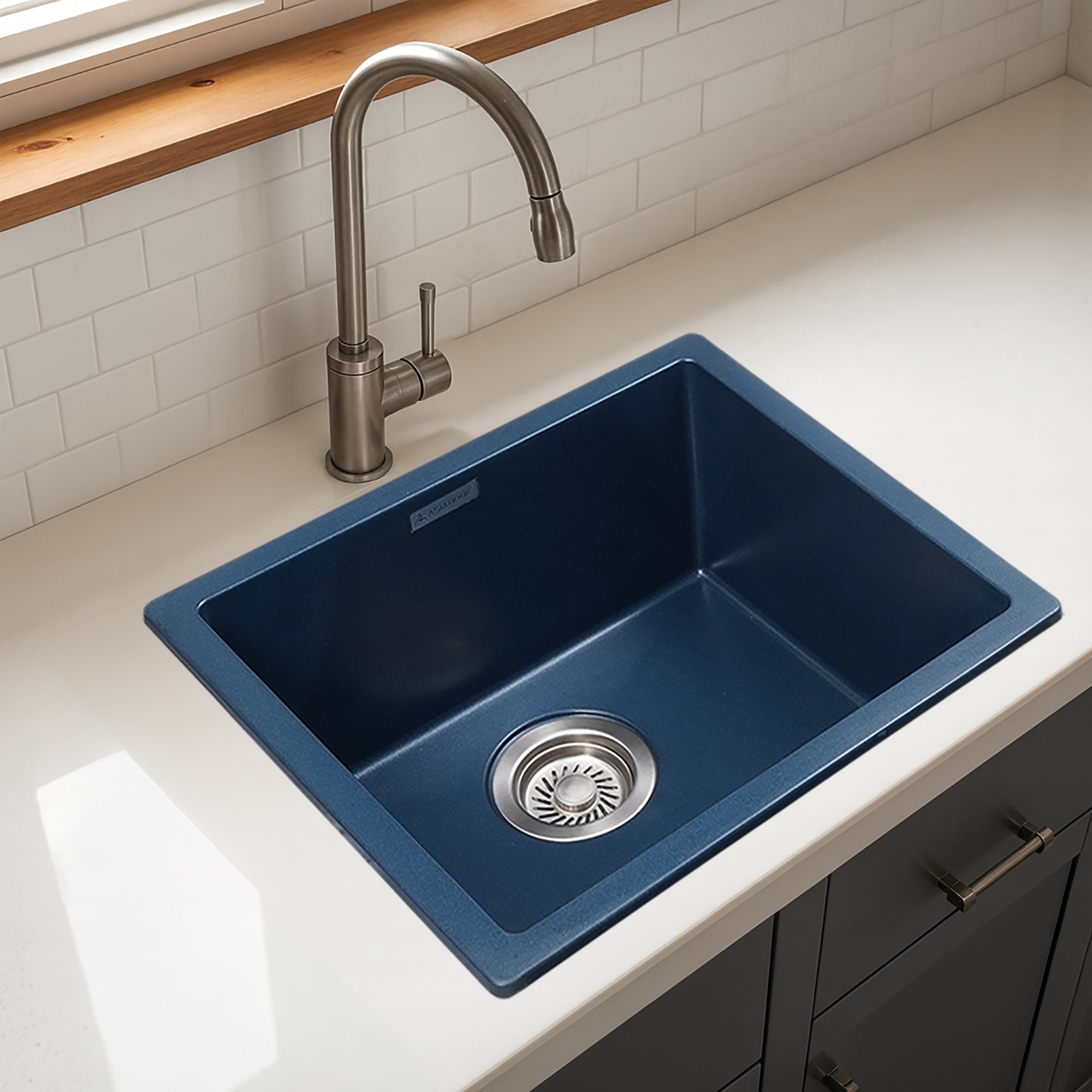 Asiatique Granite Kitchen Sink D-103 (ARENA) | 21" x 18" | German Quartz Single Bowl | Top, Flush & Under Mount