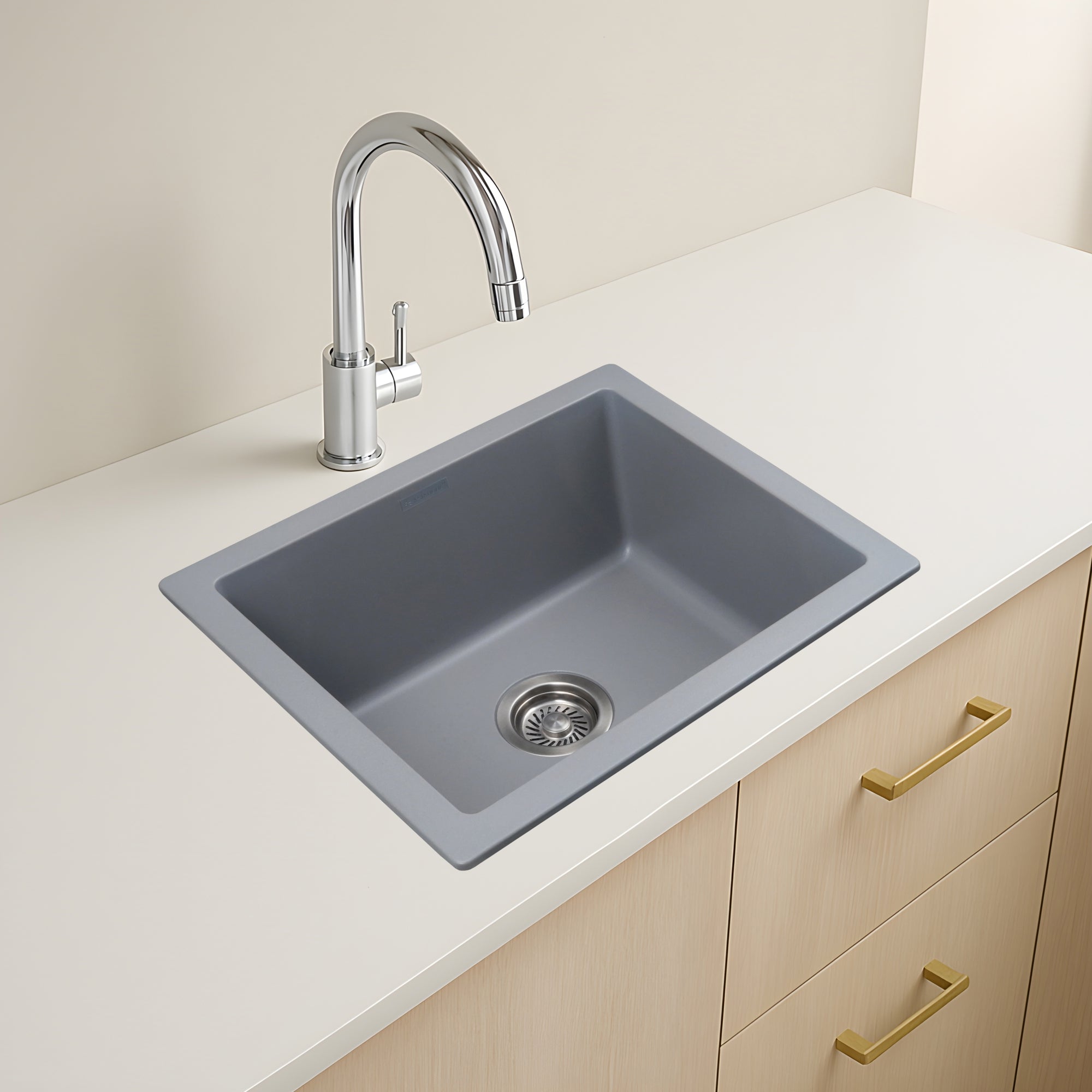 Asiatique Granite Kitchen Sink D-103 (ARENA) | 21" x 18" | German Quartz Single Bowl | Top, Flush & Under Mount