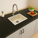 Asiatique Single Bowl Quartz Kitchen Sink (D103- ARENA), Granite Finish, 304 Grade SS coupling, Slop Drain, Noise Reduction Design | 21 x 18 x 9 inches
