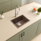 Asiatique Single Bowl Quartz Kitchen Sink (D104- LAVELLO), Granite Finish, 304 Grade SS coupling, Slop Drain, Noise Reduction Design | 18 x 16 x 8 inches