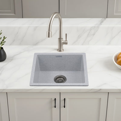 Asiatique Granite Kitchen Sink D-104 (LAVELLO) | 18" x 16" | German Quartz Single Bowl | Top, Flush & Under Mount