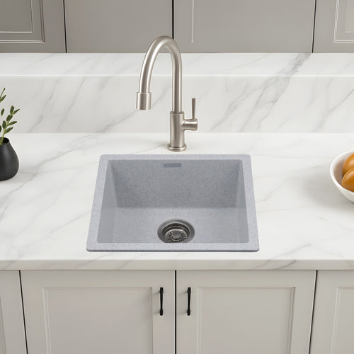 Asiatique Granite Kitchen Sink D-104 (LAVELLO) | 18" x 16" | German Quartz Single Bowl | Top, Flush & Under Mount