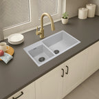Asiatique Granite Kitchen Sink D-201 (ALEX) | 34" x 20" | German Quartz Double Bowl | Top, Flush & Under Mount