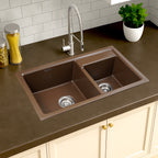Asiatique Double Bowl Quartz Kitchen Sink (D202- VIENNA), Granite Finish, 304 Grade SS coupling, Slop Drain, Noise Reduction Design | 31 x 18 x 8 inches