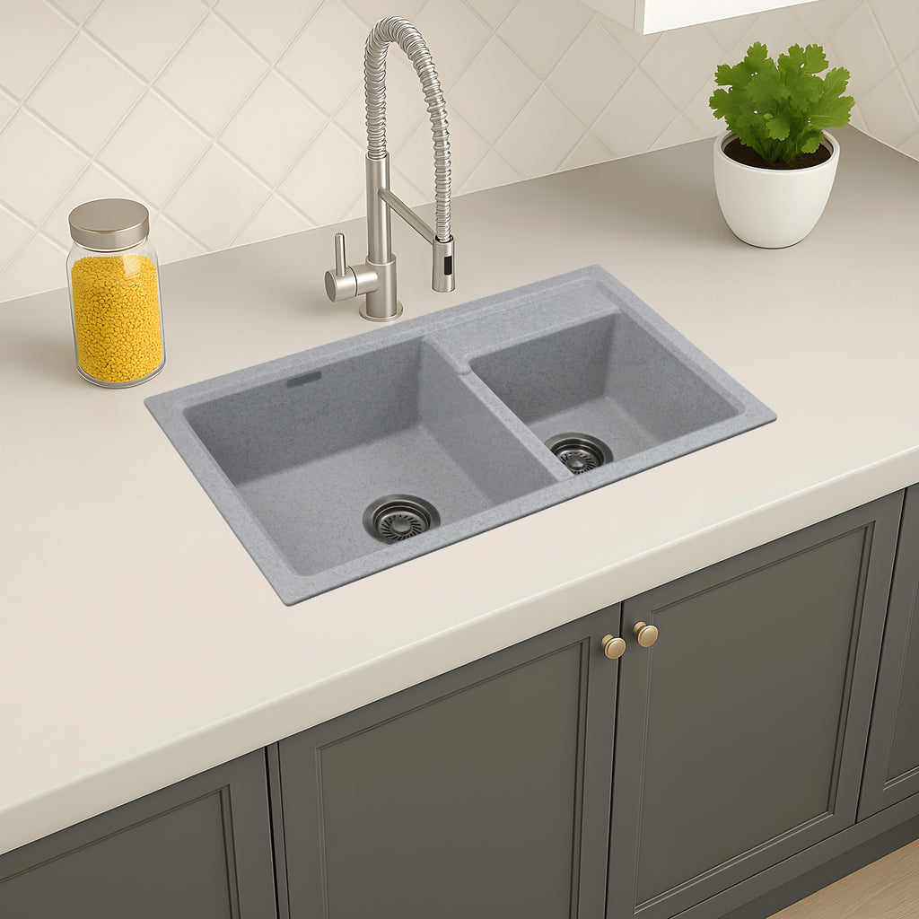 Asiatique Granite Kitchen Sink D-202 (VIENNA) | 31" x 18" | German Quartz [Single/Double] Bowl | Top, Flush & Under Mount