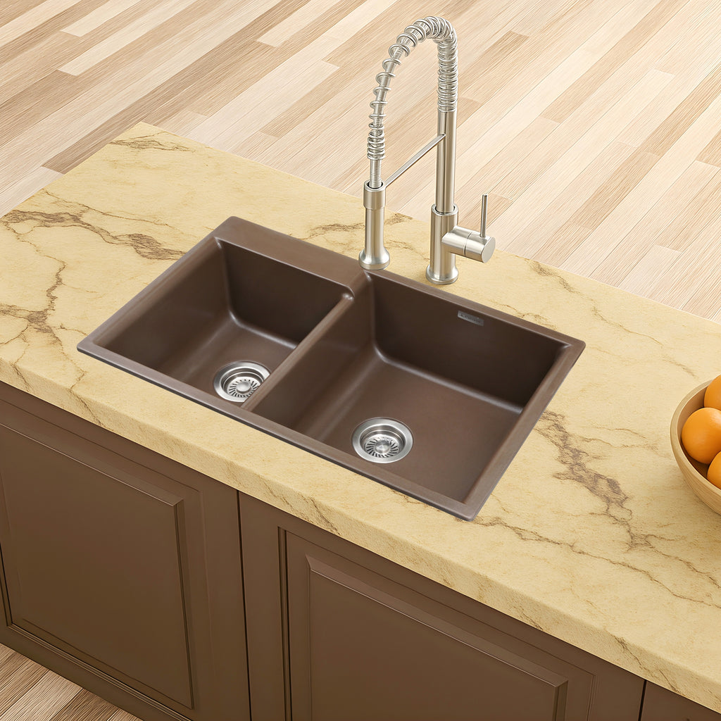 Asiatique Vision D-203 Quartz Kitchen Sink – Double Bowl | 780×485×195 mm