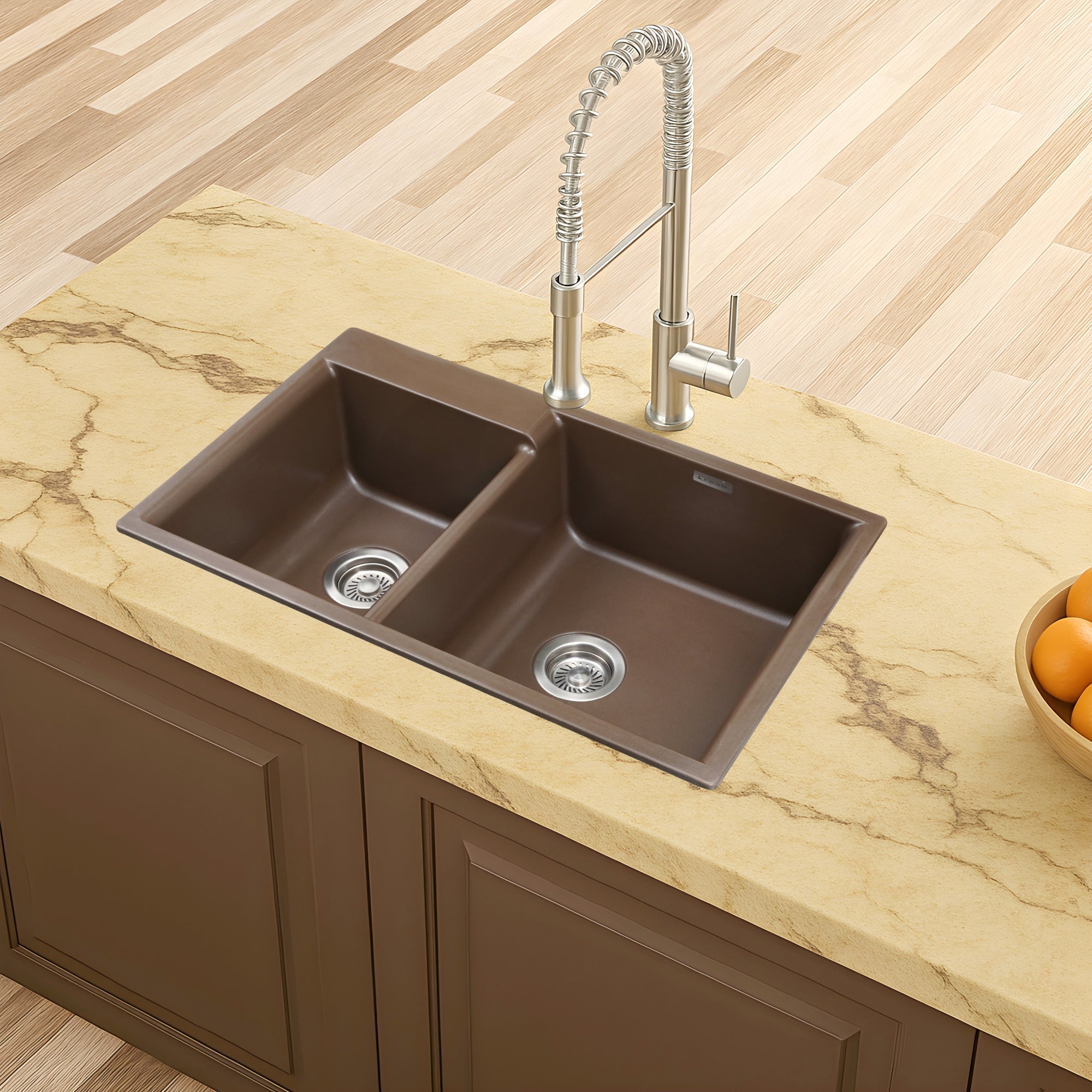 Asiatique Vision D-203 Quartz Kitchen Sink – Double Bowl | 780×485×195 mm