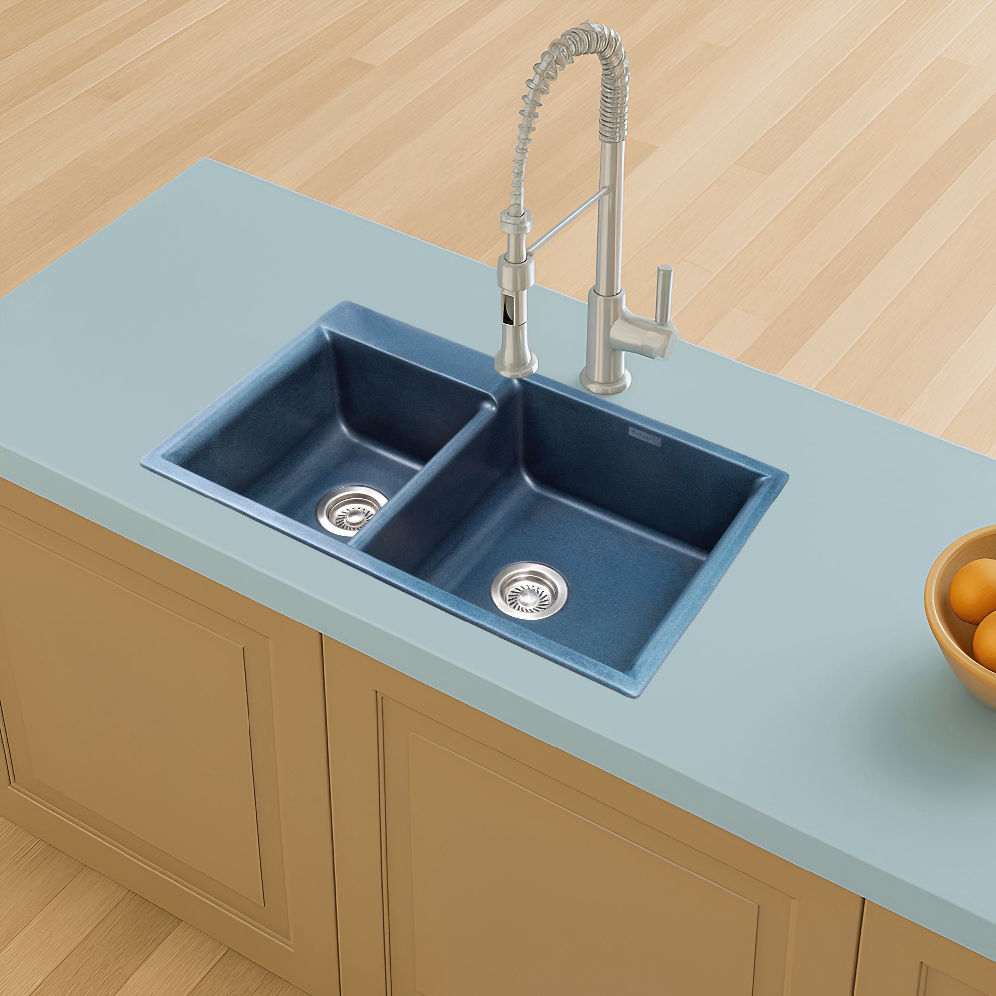 Asiatique Vision D-203 Quartz Kitchen Sink – Double Bowl | 780×485×195 mm
