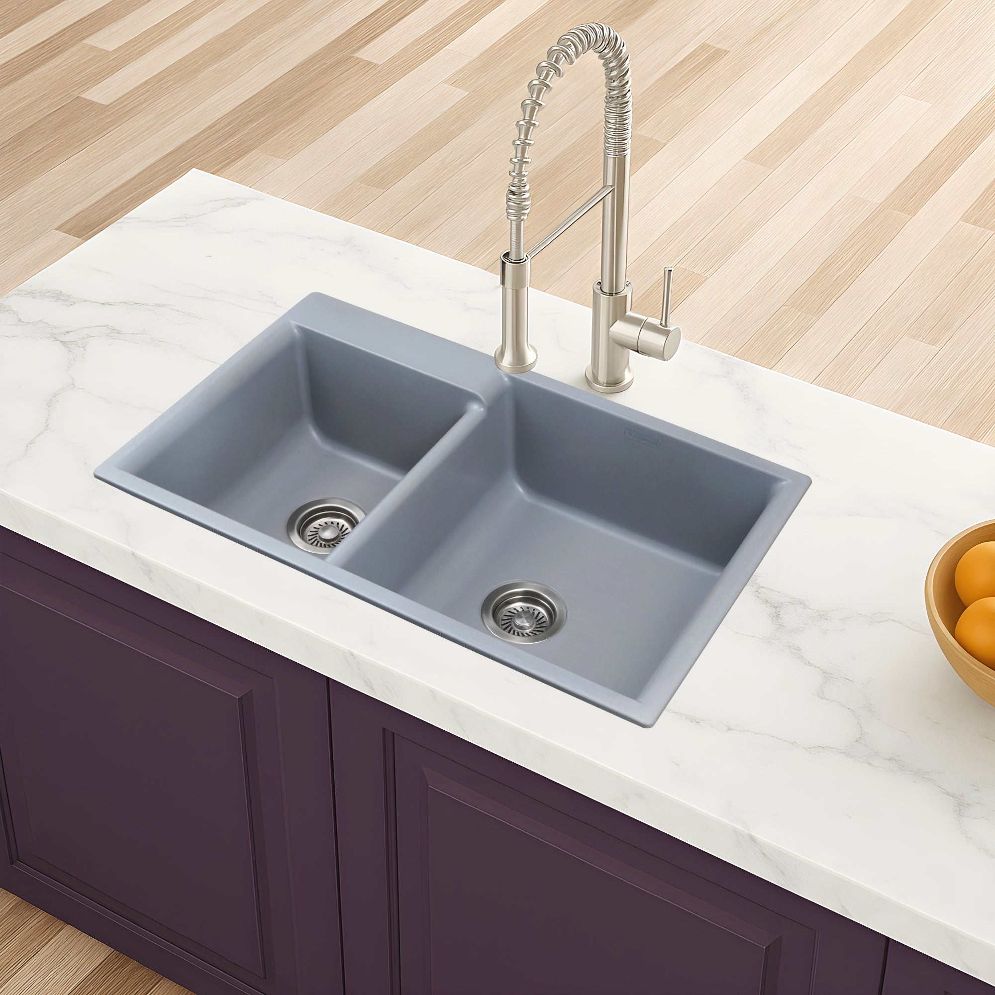 Asiatique Vision D-203 Quartz Kitchen Sink – Double Bowl | 780×485×195 mm