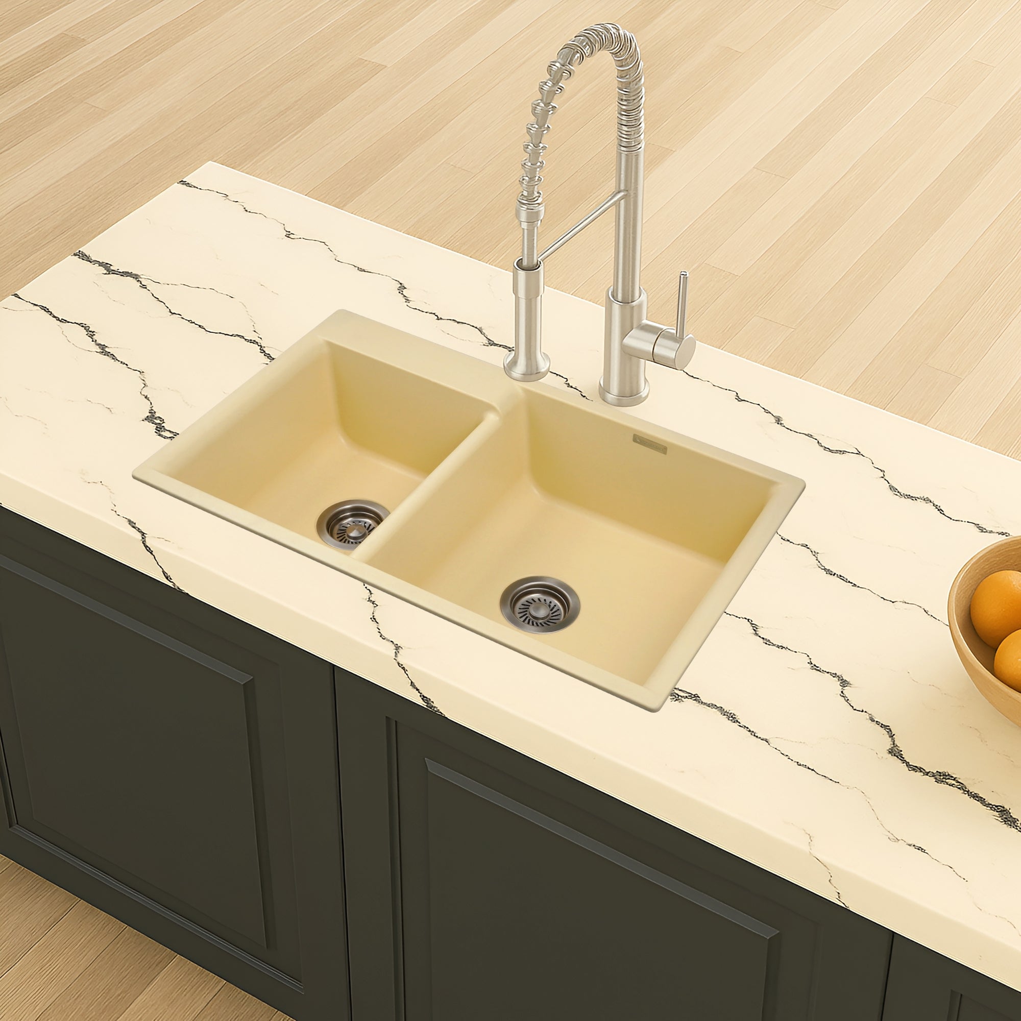 Asiatique Vision D-203 Quartz Kitchen Sink – Double Bowl | 780×485×195 mm