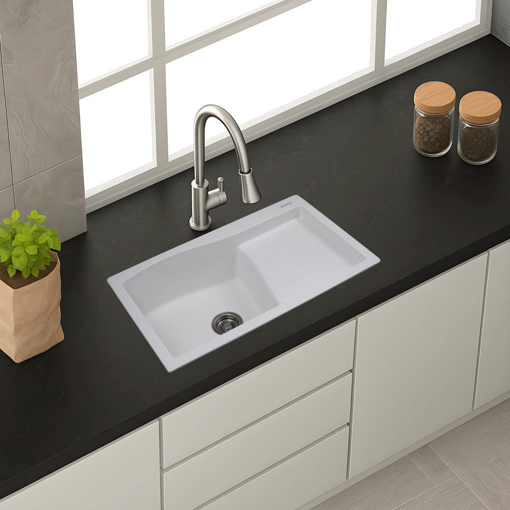 Asiatique METRA – D-301 Single Bowl Dip Drain Granite Kitchen Sink (810×480×210 mm)