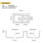 Asiatique Quartz Kitchen Sink D-302 (DIAMOND) | 32" X 19" | German Quartz Double Bowl | Top, Flush & Under Mount