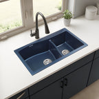 Asiatique Quartz Kitchen Sink D-302 (DIAMOND) | 32" X 19" | German Quartz Double Bowl | Top, Flush & Under Mount