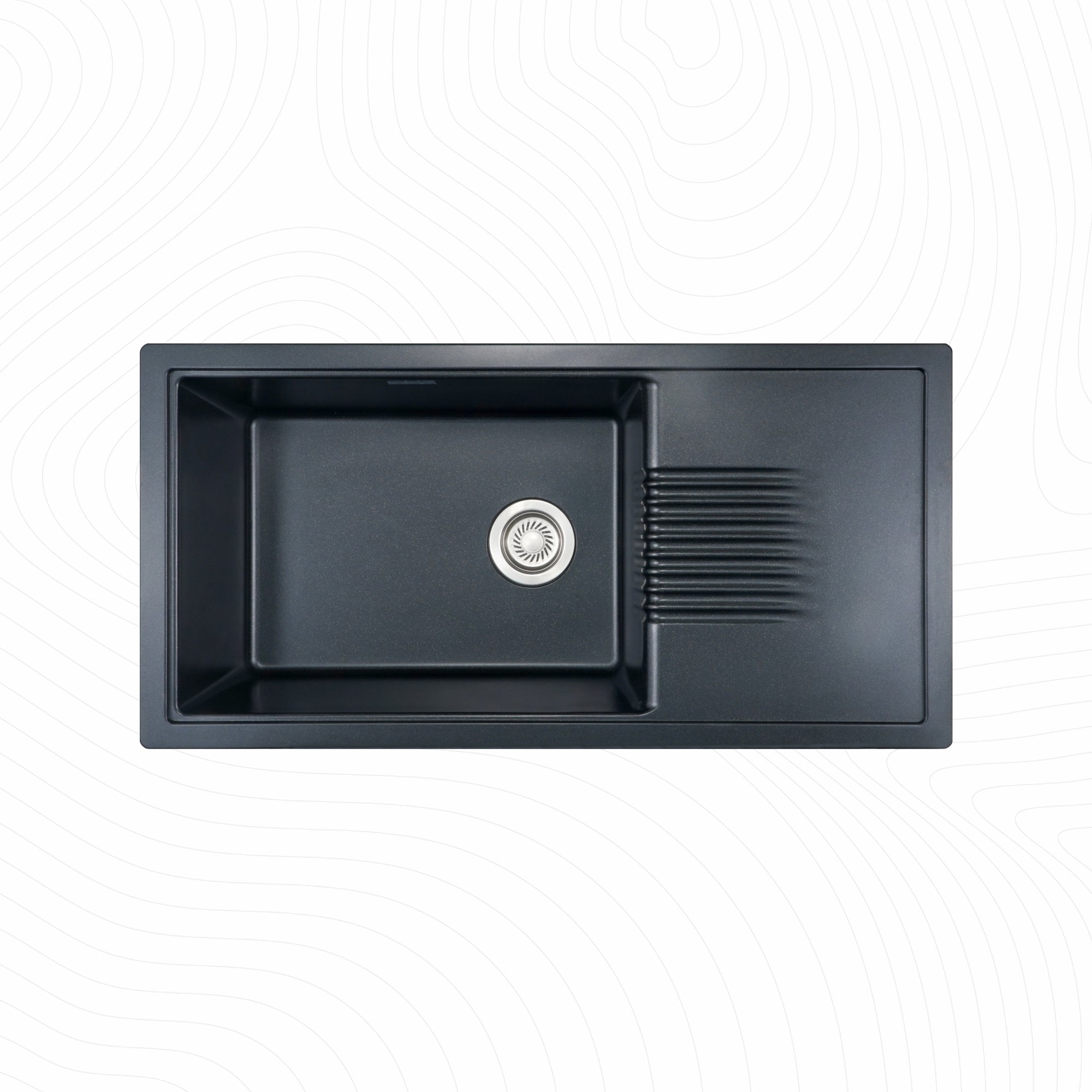 Asiatique Single Bowl with Drain Quartz Kitchen Sink (D303 - NEXA), Granite Finish, 304 Grade SS coupling, Slop Drain, Noise Reduction Design | 36 x 18 x 8 inches