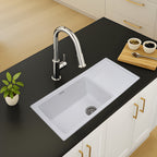 Asiatique Single Bowl with Drain Quartz Kitchen Sink (D303 - NEXA), Granite Finish, 304 Grade SS coupling, Slop Drain, Noise Reduction Design | 36 x 18 x 8 inches