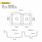 Asiatique Quartz Kitchen Sink D–401 (IMPERIAL) | 33" x 21.5" | German Quartz Single Bowl with Flat Drain | Top, Flush & Under Mount