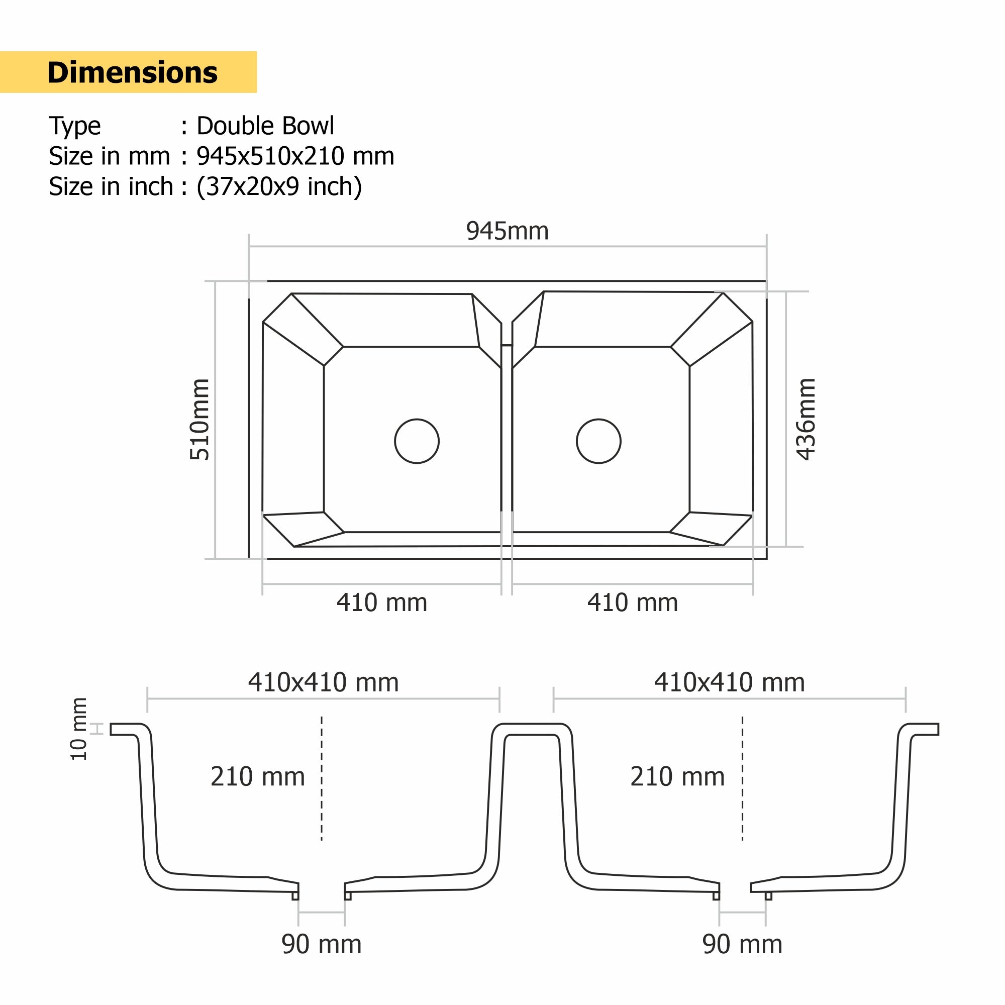 Asiatique Double Bowl Quartz Kitchen Sink (D402 - CARNIVAL), Granite Finish, 304 Grade SS coupling, Slop Drain, Noise Reduction Design | 37 x 20 x 8 inches