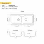Asiatique Quartz Kitchen Sink – Model D-502 Elite | Double Bowl | Premium Granite Composite Sink (1150×500×230 mm)