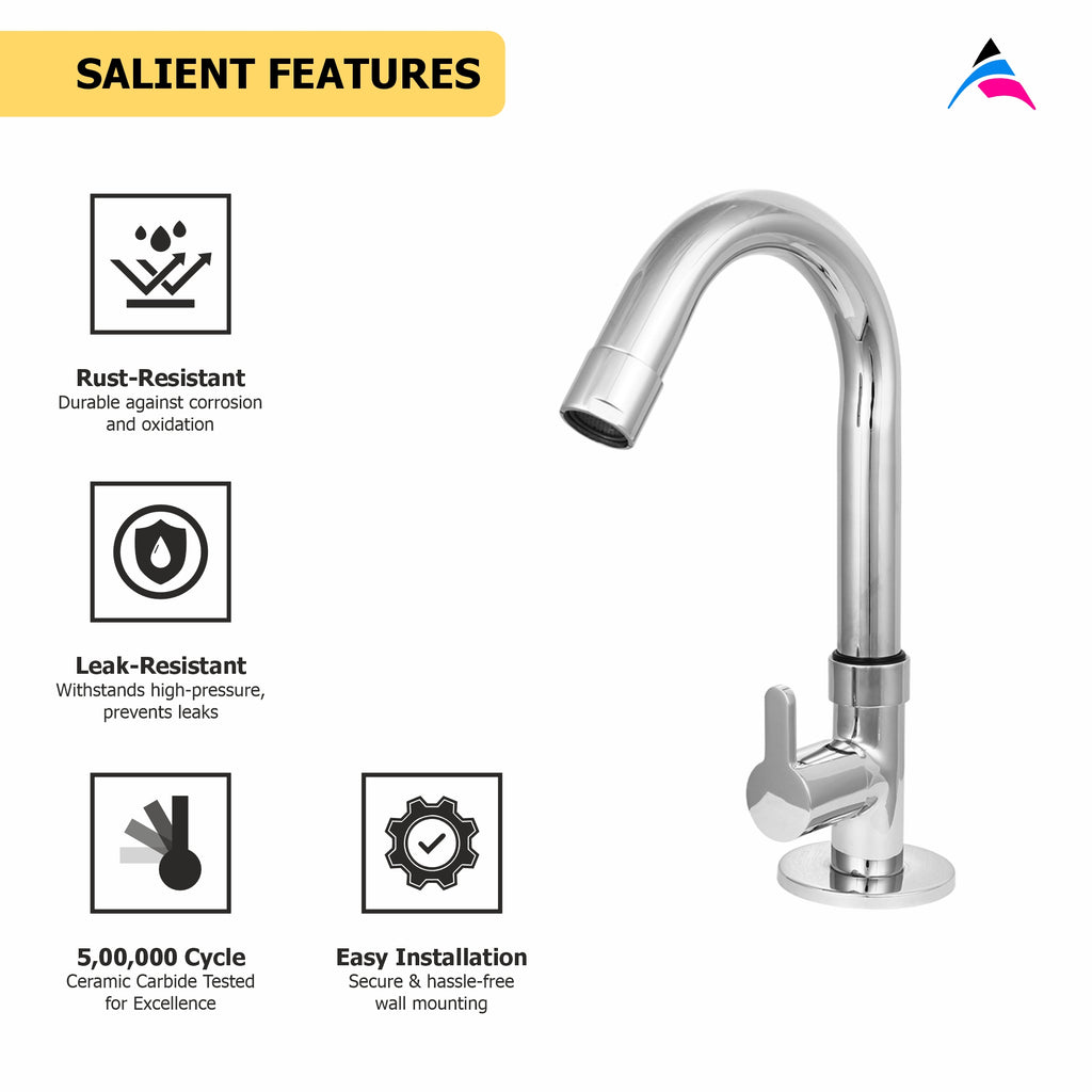 Asiatique Pillar Cock With Swivel ‘J’ Spout (ER-002), EARTH Series Bathroom & Kitchen Faucets | Durable Modern Tap Collection
