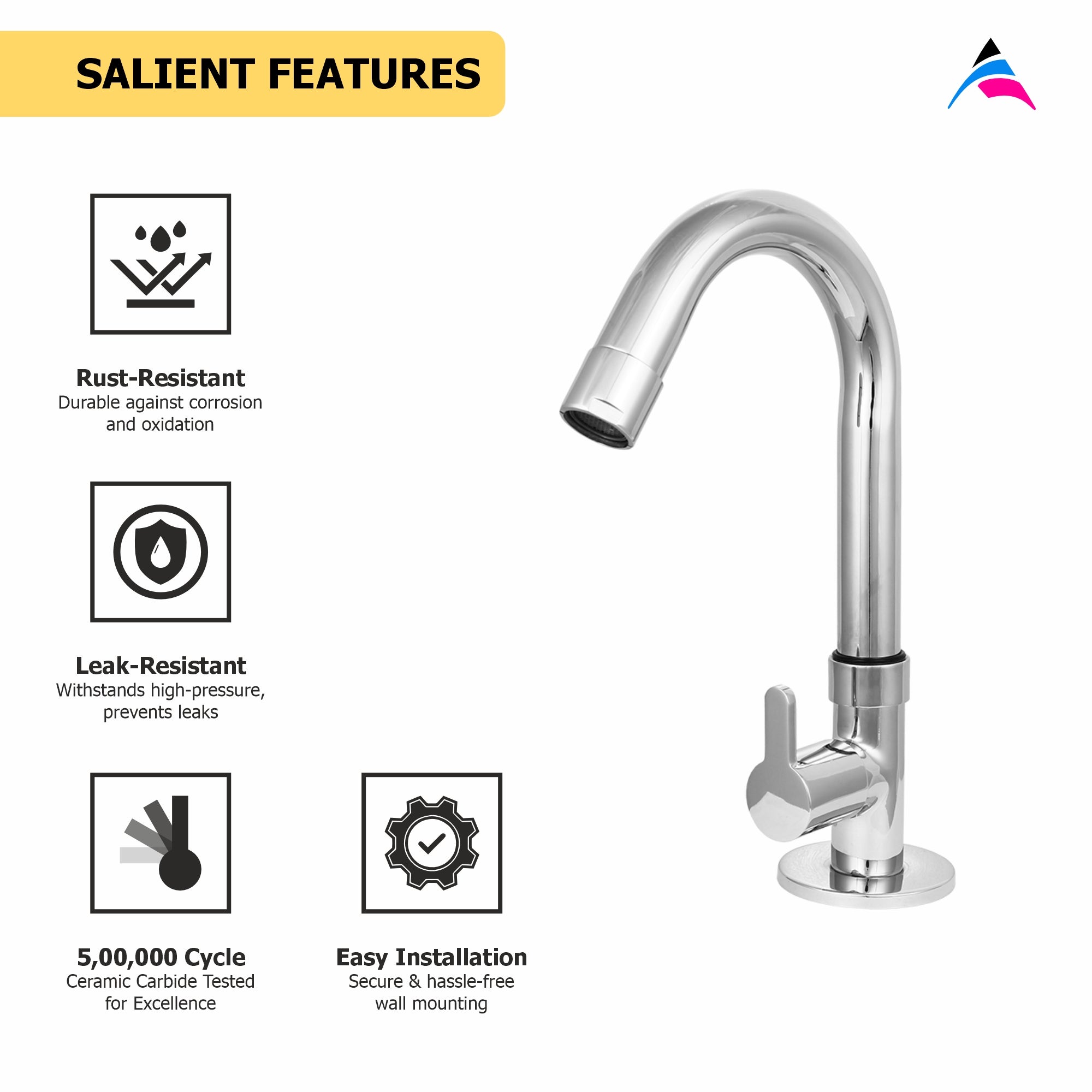 Asiatique Pillar Cock With Swivel ‘J’ Spout (ER-002), EARTH Series Bathroom & Kitchen Faucets | Durable Modern Tap Collection