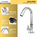 Asiatique Pillar Cock With Swivel ‘J’ Spout (ER-002), EARTH Series Bathroom & Kitchen Faucets | Durable Modern Tap Collection