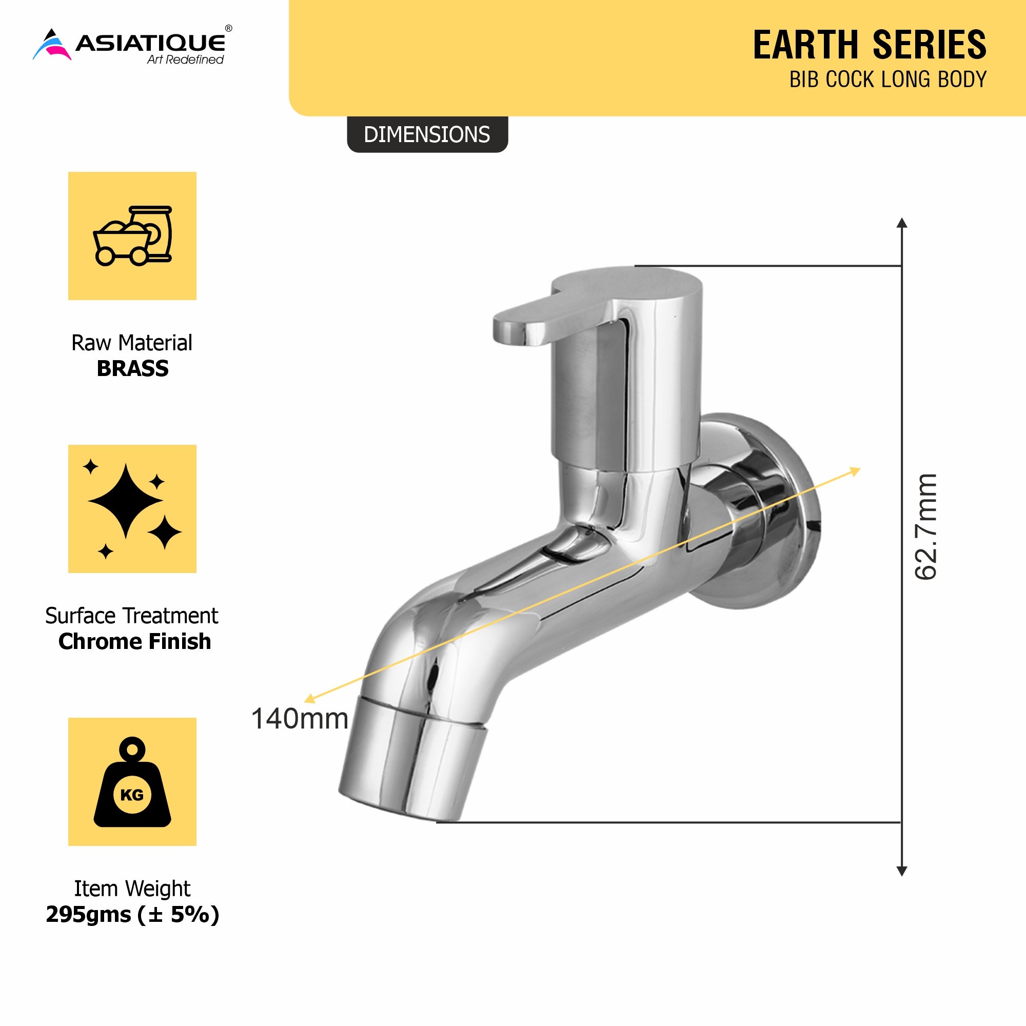 Asiatique Bib Cock Long Body (ER-004), EARTH Series Bathroom & Kitchen Faucets | Durable Modern Tap Collection