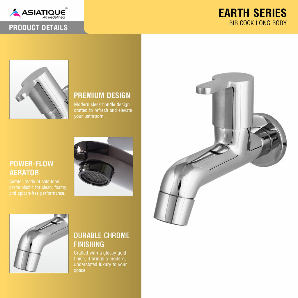Asiatique Bib Cock Long Body (ER-004), EARTH Series Bathroom & Kitchen Faucets | Durable Modern Tap Collection