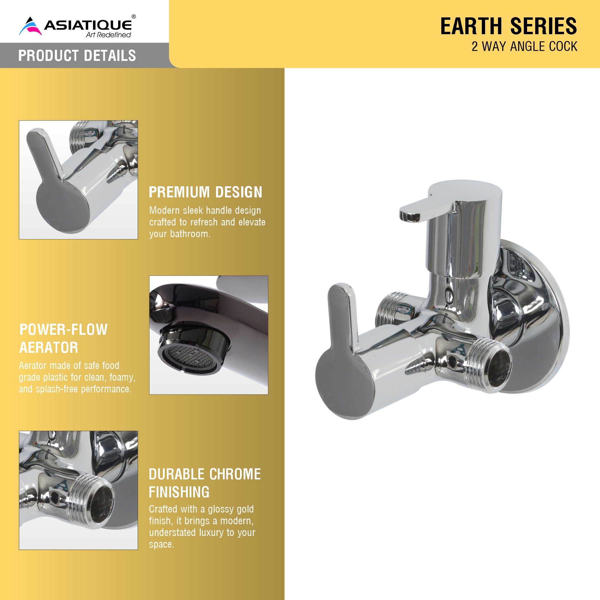 Asiatique 2 Way Angle Cock (ER-005TW), EARTH Series Bathroom & Kitchen Faucets | Durable Modern Tap Collection