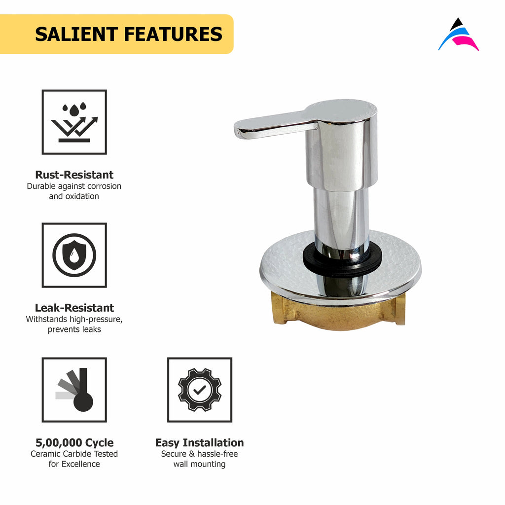 Asiatique Concealed Stop Cock 15mm (ER-006), EARTH Series Bathroom & Kitchen Faucets | Durable Modern Tap Collection