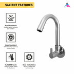 Asiatique Sink Cock With Swivel ‘J’ Spout Wall Mounted (ER-008), EARTH Series Bathroom & Kitchen Faucets | Durable Modern Tap Collection