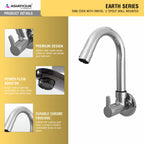 Asiatique Sink Cock With Swivel ‘J’ Spout Wall Mounted (ER-008), EARTH Series Bathroom & Kitchen Faucets | Durable Modern Tap Collection
